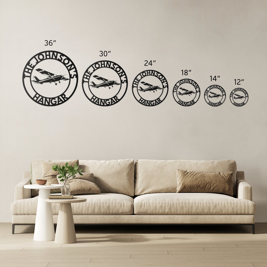 Cessna hangar sign size range, 12 inch to 36 inch